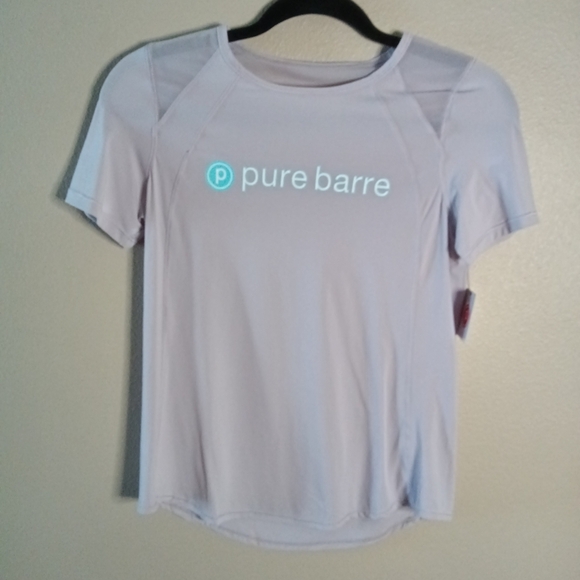 Pure Barre Tops - Pure Barre Lavender Tee Shirt Round Neck Mesh Open Back Size Small